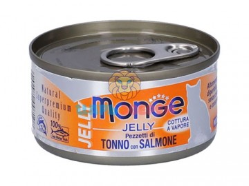 Monge (Монже) - Jelly Pezzetti di Tonno con Salmone, Влажный корм для кошек с тунцом и лососем в желе, баночка 80 г