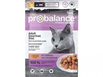 Probalance (Пробаланс) - Влажный корм для кошек с телятиной и кролик в желе, пауч 85 г