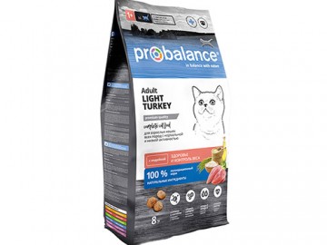 Probalance (Пробаланс) - Adult Light Turkey, Корм для взрослых кошек со вкусом индейки, 8 кг