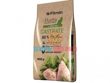 Fitmin (Фитмин) - Grain free Castrate, полнорационный беззерновой корм для взрослых стерилизованных кошек, с курицей, 400 г