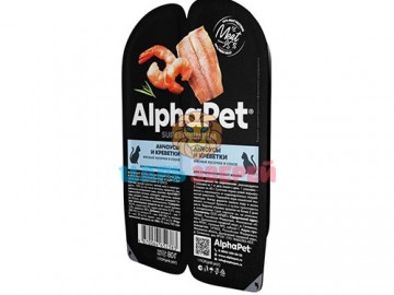 AlphaPet (АльфаПет) - Superpremium, Влажный корм для взрослых стерилизованных кошек с анчоусами и креветками в соусе, ламистер 80 г