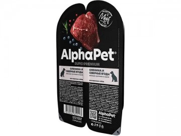 AlphaPet (АльфаПет) - Superpremium, Влажный корм для взрослых собак с олениной и северными ягодами в соусе, ламистер 100 г