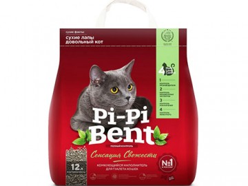 Pi-Pi-Bent (Пи-Пи-Бент) - Комкующийся наполнитель Сенсация свежести, 5 кг (12 л)