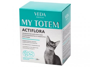 VEDA (ВЕДА) - MY TOTEM ACTIFLORA (АКТИФЛОРА), Cинбиотический комплекс для кошек, 1 г