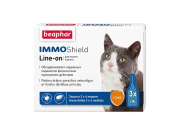 Beaphar (Беафар) - IMMO Shield, Капли от блох и клещей для кошек, 3 пипетки