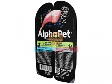 AlphaPet (АльфаПет) - Superpremium, Влажный корм для кошек с чувствительным пищеварением кролик и черника, ламистер 80 г