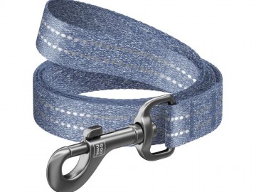 WAUDOG (Ваудог) - Re-cotton, Поводок из восстановленного хлопка, светоотражающий, ш 25 мм, дл 300 см, синий