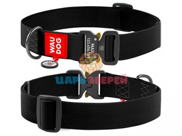 COLLAR (Коллар) - WAUDOG Waterproof, Ошейник водостойкий, металлическая пряжка-фастекс с QR паспортом, ш 15 мм, дл 25-35 см, черный