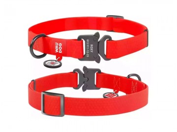 WAUDOG (Ваудог) - Waterproof, Ошейник для собак с QR паспортом, водостойкий, металлическая пряжка-фастекс, ш 25 мм, дл 34-49 см, красный
