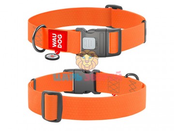 COLLAR (Коллар) - WAUDOG Waterproof, Ошейник водостойкий, пластиковый фастекс с QR паспортом, ш 25 мм, дл 34-49 см, оранжевый