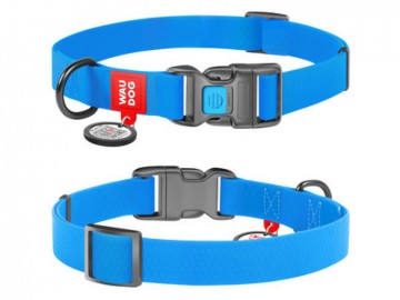 WAUDOG (Ваудог) - Waterproof, Ошейник водостойкий, пластиковый фастекс с QR паспортом, ш 25 мм, дл 38-58 см, голубой