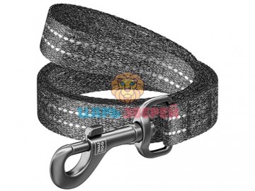 COLLAR (Коллар) - WAUDOG Re-cotton, Поводок из восстановленного хлопка, светоотражающий, ш 15 мм, дл 200 см, серый