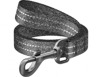 COLLAR (Коллар) - WAUDOG Re-cotton, Поводок из восстановленного хлопка, светоотражающий, ш 15 мм, дл 200 см, серый