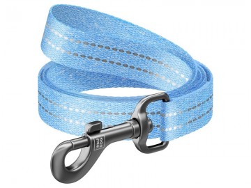 COLLAR (Коллар) - WAUDOG Re-cotton, Поводок из восстановленного хлопка, светоотражающий, ш 15 мм, дл 300 см, голубой