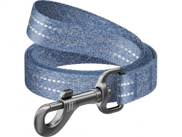 COLLAR (Коллар) - WAUDOG Re-cotton, Поводок из восстановленного хлопка, светоотражающий, ш 15 мм, дл 300 см, синий