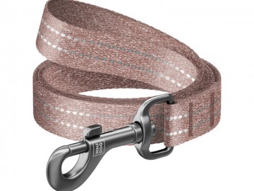 COLLAR (Коллар) - WAUDOG Re-cotton, Поводок из восстановленного хлопка, светоотражающий, ш 20 мм, дл 300 см, коричневый