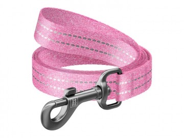 COLLAR (Коллар) - WAUDOG Re-cotton, Поводок из восстановленного хлопка, светоотражающий, ш 20 мм, дл 300 см, розовый