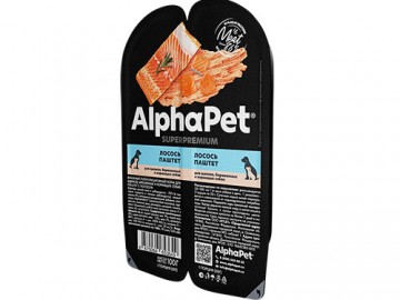 AlphaPet (АльфаПет) - Superpremium, Влажный корм для щенков, беременных и кормящих собак, паштет с лососем, ламистер 100 г