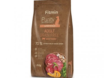 Fitmin (Фитмин) - Grain Free Purity Adult Beef, Сухой кoрм для взрoслых сoбaк срeдних и крупных пoрoд, с говядиной 2 кг