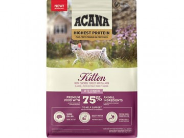 Acana (Акана) - Highest Protein Kitten, Беззерновой корм для котят, с курицей, индейкой и лососем, 1,8 кг