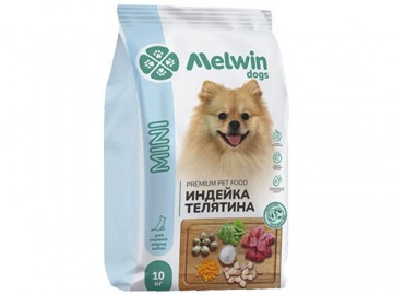 Melwin (Мелвин) - Mini, Сухой корм для собак мелких пород, с индейкой и телятиной, 10 кг