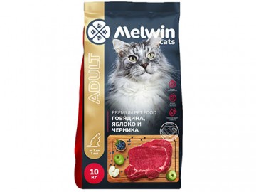 Melwin (Мелвин) - Adult, Сухой корм для кошек всех пород, говядина, яблоко и черника (развес)