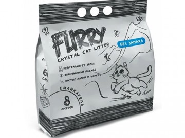 Furry (Фурри) - Силикагелевый наполнитель для кошачьих туалетов, без запаха, 8 л (3,4 кг)