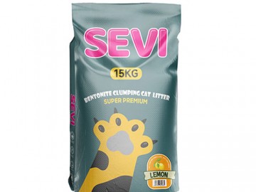 SEVI (СЭВИ) - Наполнитель бентонитовый комкующийся с ароматом лимона, 15 кг