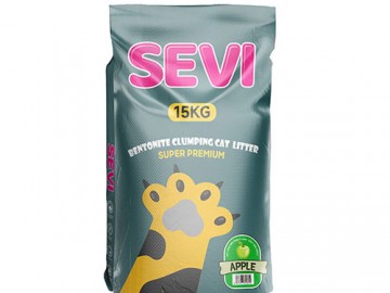 SEVI (СЭВИ) - Наполнитель бентонитовый комкующийся с ароматом яблока, 15 кг