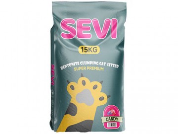 SEVI (СЭВИ) - Наполнитель бентонитовый комкующийся с ароматом конфет, 25 л (20 кг)