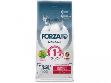 Forza10 (Форца10) - MonoDiet Sensitive Digestion Medium & Large Adult, Сухой корм для взрослых собак средних и крупных пород при чувствительном пищеварении, с рыбой, 10 кг