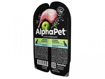 AlphaPet (АльфаПет) - Superpremium, Влажный корм для собак с чувствительным пищеварением кролик и яблоко, ламистер 100 г