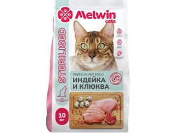 Melwin (Мелвин) - Sterilised, Сухой корм для стерилизованных кошек и кастрированных котов, с индейкой и клюквой (развес)