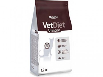 AlphaPet (АльфаПет) - Vet Diet Urinary, Сухой корм для взрослых кошек и котов при заболеваниях нижних отделов мочевыводящих путей, 1,5 кг