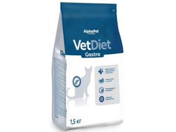 AlphaPet (АльфаПет) - Vet Diet Gastro, Сухой корм при острых расстройствах пищеварения, в реабилитационный период и при истощении для кошек, 1,5 кг