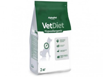 AlphaPet (АльфаПет) - Vet Diet Hypoallergenic, Сухой корм при пищевой аллергии и непереносимости ингредиентов для собак, 2 кг