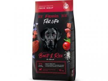 Fitmin (Фитмин) - For Life Beef & Rice All Breeds, Сухой корм для взрослых собак всех пород, с говядиной и рисом, 12 кг