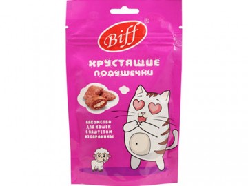 TiTBit (ТитБит) - Biff, Хрустящие подушечки для кошек с паштетом из баранины, 60 г