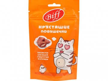 TiTBit (ТитБит) - Biff, Хрустящие подушечки для кошек с паштетом из курицы, 60 г