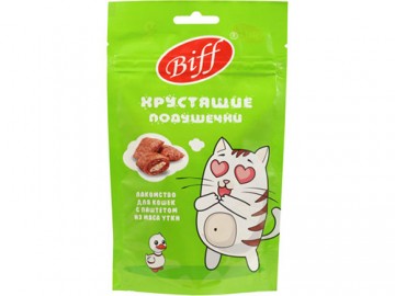 TiTBit (ТитБит) - Biff, Хрустящие подушечки для кошек с паштетом из утки, 60 г