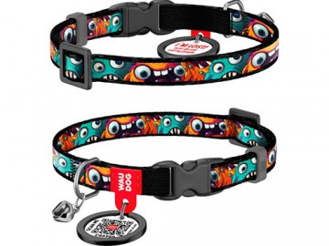 COLLAR (Коллар) - WAUDOG Nylon, Ошейник нейлон пластиковый фастекс с QR паспортом 