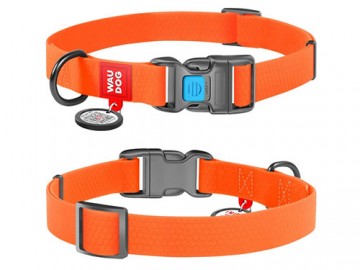 COLLAR (Коллар) - WAUDOG Waterproof, Ошейник водостойкий, пластиковый фастекс с QR паспортом, ш 20 мм, дл 24-40 см, оранжевый