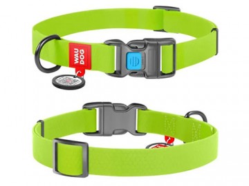 COLLAR (Коллар) - WAUDOG Waterproof, Ошейник водостойкий, пластиковый фастекс с QR паспортом, ш 20 мм, дл 28-40 см, салатовый