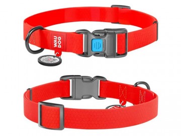COLLAR (Коллар) - WAUDOG Waterproof, Ошейник водостойкий, пластиковый фастекс с QR паспортом, ш 25 мм, дл 38-58 см, красный