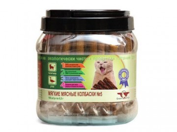 Green Qzin (Грин Кьюзин) - Подвижность №5, Мягкие мясные колбаски, для стерилизованных кошек, телятина и утка, 650 г