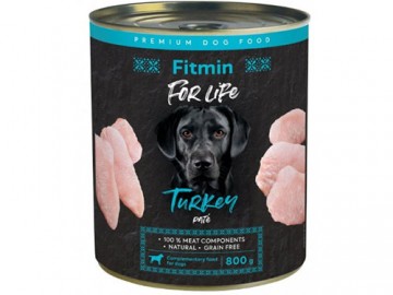 Fitmin (Фитмин) - For Life Turkey, Влажный корм для собак со вкусом индейка, банка 800 г