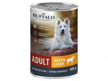 Mr.Buffalo (Мистер Баффало) - Adult, Влажный корм для взрослых собак, с говядиной и печенью, банка 400 г