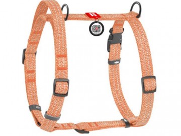 COLLAR (Коллар) - WAUDOG Re-cotton, Шлейка для собак с ручкой анатомическая H-образная с QR-паспортом, светоотражающая, пластиковый фастекс, L, Ш 25 мм, A 60-85, B 60-100 см, оранжевый