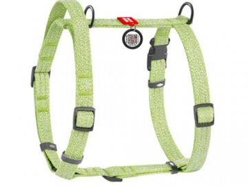COLLAR (Коллар) - WAUDOG Re-cotton, Шлейка для собак с ручкой анатомическая H-образная с QR-паспортом, светоотражающая, пластиковый фастекс, M, Ш 20 мм, A 43-60, B 50-80 см, салатовый