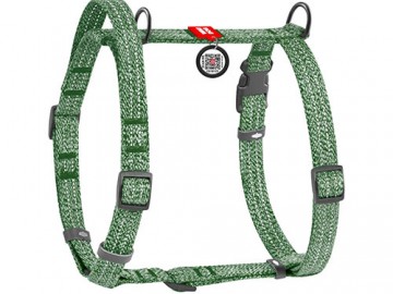 COLLAR (Коллар) - WAUDOG Re-cotton, Шлейка для собак с ручкой анатомическая H-образная с QR-паспортом, светоотражающая, пластиковый фастекс, L, Ш 25 мм, A 60-85, B 60-100 см, зеленый